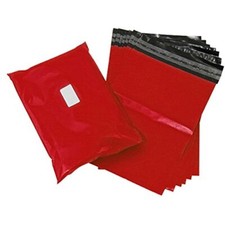 14 x 51 cm Sac postal d'Expédition en plastique - Rouge Lot de 100