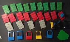 Lot Vintage Lego Fabuland / Freestyle - Toits /Tuiles, Fenêtres, voiture