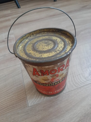 Ancien seau moutarde amora - moutarde,