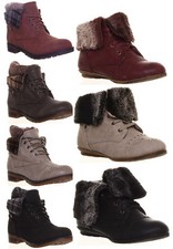 Femmes Chaussette Fourrure Détail Bottines Militaire Bottes Noir Ou Chameau