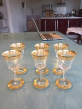 6 verres à vin blanc  Thistle Or Cristal Saint Louis