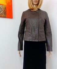 COMPTOIR DES COTONNIERS : Beau Blouson en cuir style cintré zippé. Taille 36/S