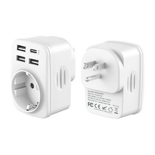 Adaptateur Prise USA Adaptateur France vers USA avec 3 USB-A et 1 USB-C Adapt...