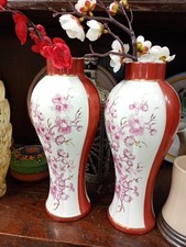 Paire de vases art deco en porcelaine de Couleuvre décor floral