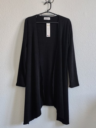 Gilet long noir manches - long, À