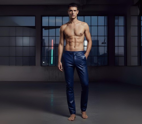 Nouveau pantalon cuir bleu - pantalon,