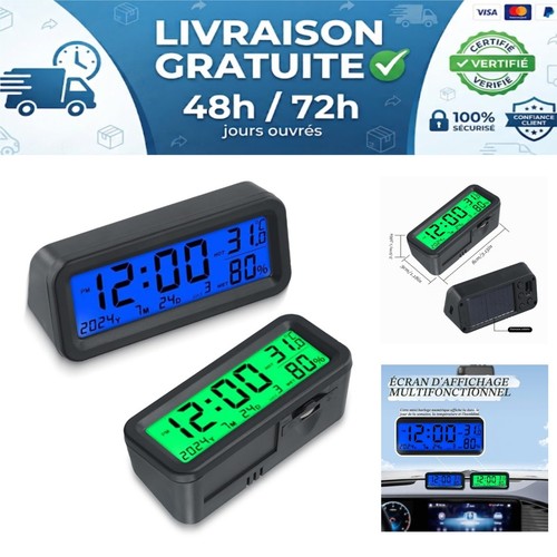 Horloge voiture solaire lcd - solaire,