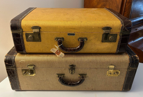 Yellow tweed vintage leather - yellow,