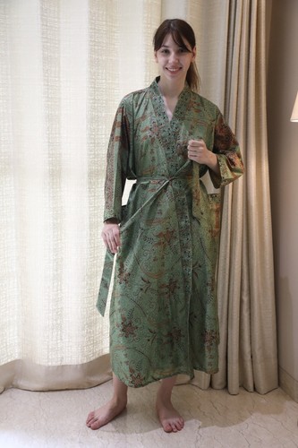 Robe longue kimono vert - , et