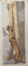 C29/20-DESSIN ORIGINAL-AQUARELLE-SIGNÉ-DÉFENSE D'AFFICHER-1920