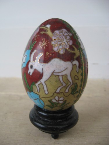 Oeuf cloisonnes décor animaux - oeuf,