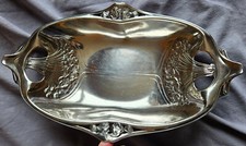 GALLIA : Corbeille à pain en métal argenté modèle art nouveau Bouquet de fleurs