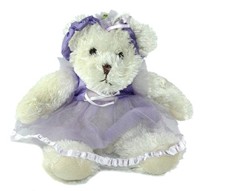 Peluche Doudou ours blanc Robe Tutu Mauve assis 20 cm Louise Mansen7