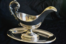 Sauciere casque métal argenté HALLOT 19 e Napoleon III