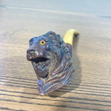 Pipe ancienne lion en bruyère sculptée – Modèle zoomorphe signé VAN – Années 50