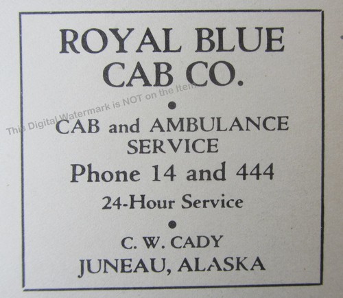 1946 royal blue cab co - ad,
