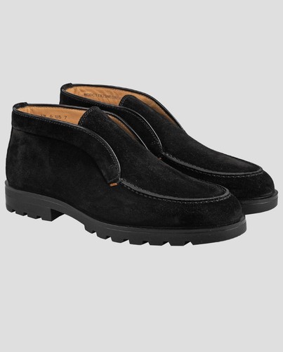 Santoni black leather suede - black,