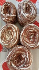Lot de 5 Pelotes de Laine Fantaisie Tons Marrons et Blancs (400g)