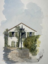 Puit SAINT MARTIN DE RE Ile de Re AQUARELLE Peinture CANARD XX°