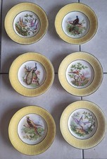 Lot De 6 Assiettes À Dessert Digoin Sarreguemines Porcelaine Oiseau Paon Faisan 