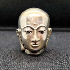 Asie su Sud Est - Tête de Bouddha bronze argenté H. 5,8 cm - ancien XIXème ?
