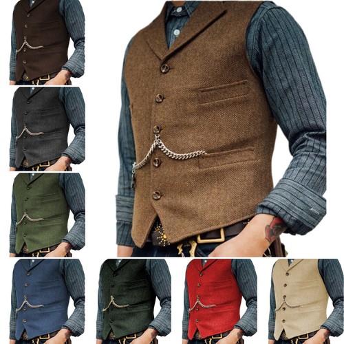 Mens tweed vest - tweed,