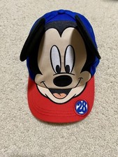 Disney Store Mickey Mouse RED BLUE Baseball Cap Hat Ears Kids M/L 7-10 Yrs