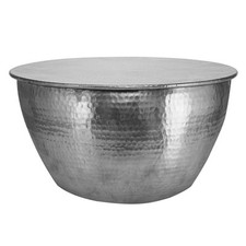 Table basse d'appoint martelée ronde 59 x 30,5 cm argent oriental WOMO-DESIGN®