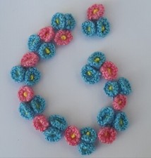 fleurs faites au crochet marguerites myosltis coquelicot bleuet