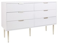 Commode Moderne Scandinave MDF 6 Tiroirs Pieds en Métal Poignées Blanche SOHO