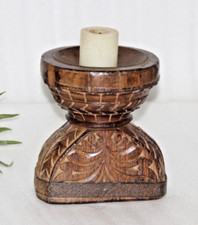 Porte-Bougie Ancien En Bois