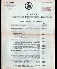 ETRETAT (76) CHASSIS PROTECTIONS AGRICOLES "VITREX / DELAJOUX" Tract Tarifs 1960