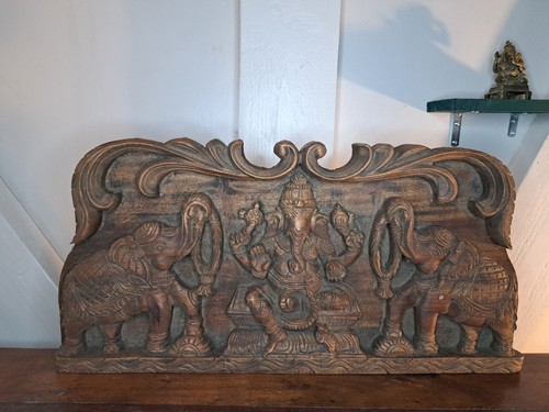 Panneau bois sculpte main - panneau, en