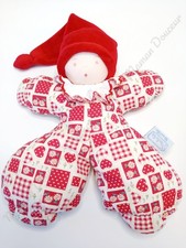 Peluche/Doudou Poupée/Lutin Chiffon Bonnet Rouge Fleurs Coeur Ancien Moulin Roty
