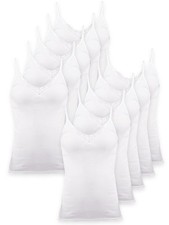 Lot de 10 tops à bretelles femme Coton Schöller 58509-26-510 40-54 Blanc
