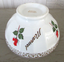 Ancien bol à facettes en porcelaine de Limoges Décor de roses Prénom Manuel