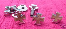 VIS CHROMEES CROIX DE MALTE POUR PLAQUE HARLEY & CUSTOM