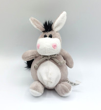 Doudou peluche âne gris blanc