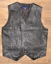 WF Gilet Homme En Cuir Noir