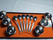Service 6 Coquetiers Guy Degrenne Et 6 Petites Cuillères 1970 Vintage Boîte 