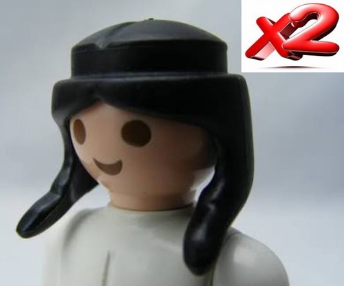 Playmobil perruques noires - x2,