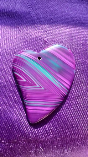 Pendentif coeur agate violet - pendentif,
