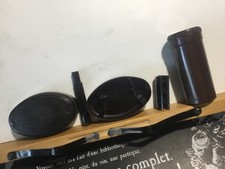 Petit rasoir à main ancien en BAKÉLITE ET SON BOÎTIER + petite boîte cylindrique