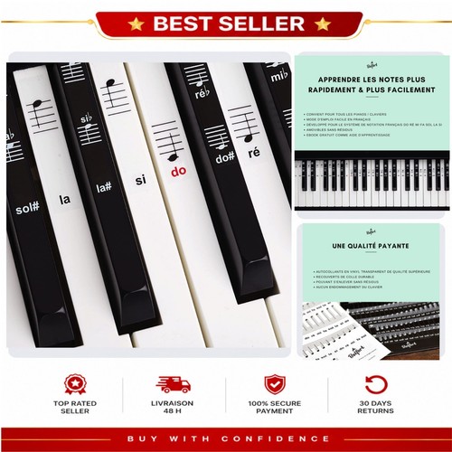 Autocollants notes piano - autocollants,