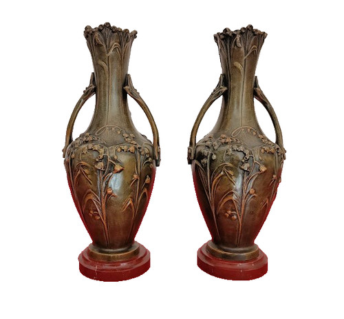 Paire vases art nouveau - vases, en