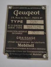plaques moteur caisse 203 peugeot