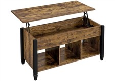 Table Basse à Plateau Relevable et Rectangulaire en Bois Salon Bureau Brun 