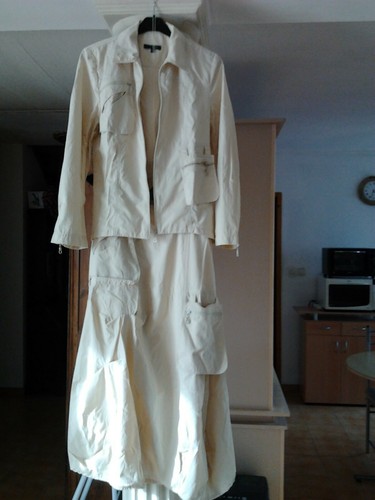 Jupe longue blouson ecrus - jupe,