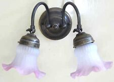 Applique " Hollandais " 2 Lumières en Laiton Foncé Mural Salle de Bain Verre