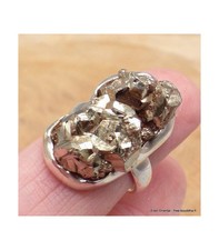 Grosse bague argent Pyrite dorée taille 56 YM30.15